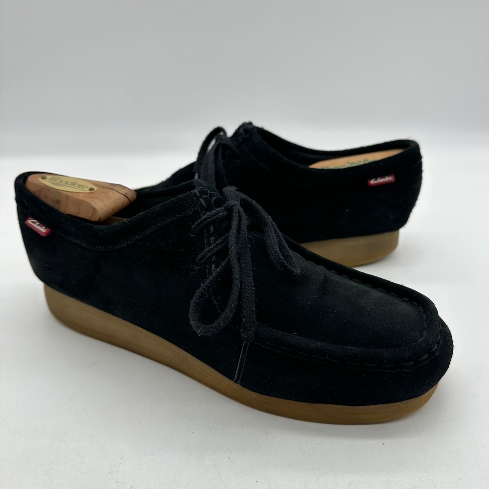 Clarks 26113575 4065 Womens 9 Black‎ Wallabee Suede Moccasin Crepe Sole Shoes